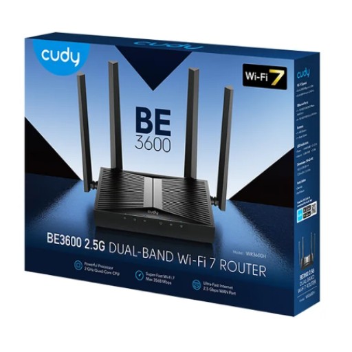 راوتر Cudy WR3600H BE3600 Wi-Fi 7 ثنائي النطاق بمنفذ 2.5G Cudy WR3600H BE3600 2.5G Mesh Wi-Fi 7 Dual-Band Router