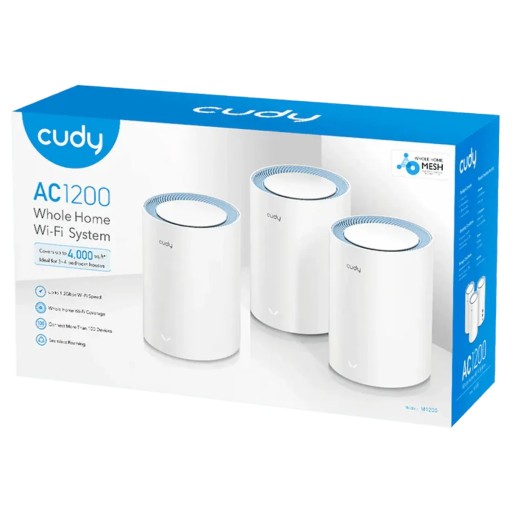 نظام Cudy M1200 AC1200 Mesh Wi-Fi ثنائي النطاق – 3 قطع Cudy M1200 AC1200 Mesh Wi-Fi System – 3-Pack
