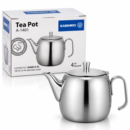 إبريق شاي كاركموس ستانلس ستيل 0.7 لتر KARKMOS A-1401 Stainless Steel Tea Pot 0.7L