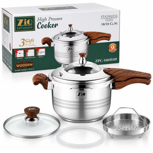 قدر ضغط زيو إكسكلوسيف ستانلس ستيل 9 لتر ZiO Exclusive High Pressure Cooker 9L