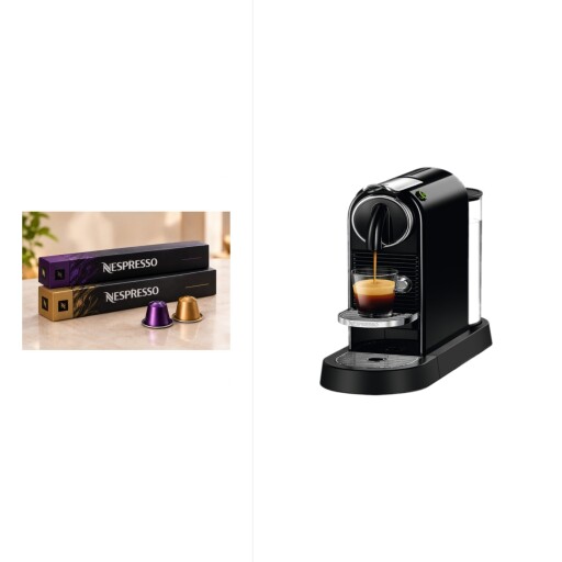 سيتيز اسود + شريطين كبسولات قهوة نسبريسو - تشكيلة عشوائية Citiz Black + 2 Nespresso Coffee Capsule Sleeves – Random Selection