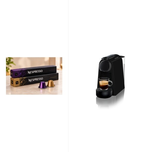 ايسينزا ميني اسود  D30 + شريطين كبسولات قهوة نسبريسو - تشكيلة عشوائية Essenza Mini Black D30 + 2 Nespresso Coffee Capsule Sleeves – Random Selection