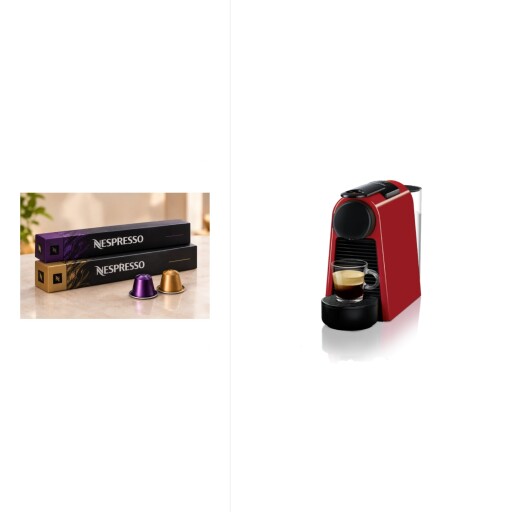 ايسينزا ميني احمر D30 + شريطين كبسولات قهوة نسبريسو - تشكيلة عشوائية Essenza mini Red D30 + 2 Nespresso Coffee Capsule Sleeves – Random Selection