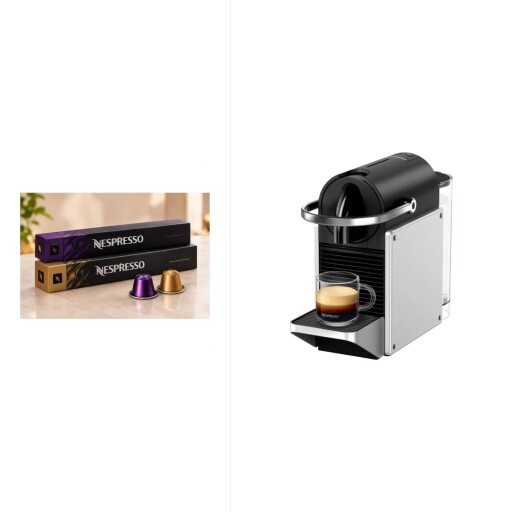 بيكسي سيلفر + شريطين كبسولات قهوة نسبريسو - تشكيلة عشوائية pixie silver + 2 Nespresso Coffee Capsule Sleeves – Random Selection
