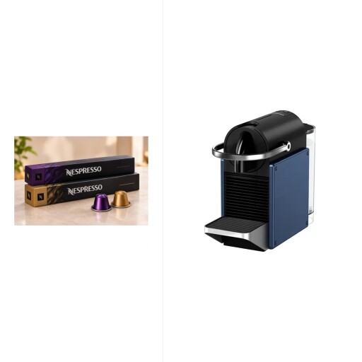 بيكسي ازرق + شريطين كبسولات قهوة نسبريسو - تشكيلة عشوائية Pixie Blue + 2 Nespresso Coffee Capsule Sleeves – Random Selection