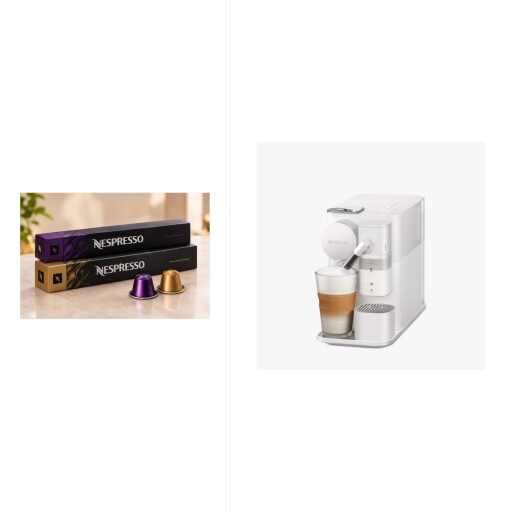 لاتيسما ون ابيض + شريطين كبسولات قهوة نسبريسو - تشكيلة عشوائية Lattisma One white + 2 Nespresso Coffee Capsule Sleeves – Random Selection
