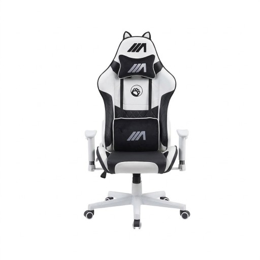 كرسي الألعاب AG Kitty - أسود وأبيض + شريط إضاءة LED من AG RYUK بطول 5 أمتار (هدية) Gaming Chair AG Kitty - Black & White + AG RYUK LED Strip Light 5M (Gift)