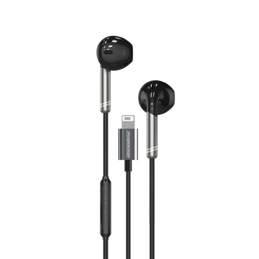 RR سماعات Lightning داخل الأذن مع DAC Instant Plug & Play أسود + رمادي RR Lightning In-Ear Earphones with DAC Instant Plug & Play Black+Gray