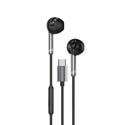 RR سماعات أذن USB-C داخل الأذن مع DAC Instant Plug & Play RR USB-C In-Ear Earphones with DAC Instant Plug & Play Black+Grey