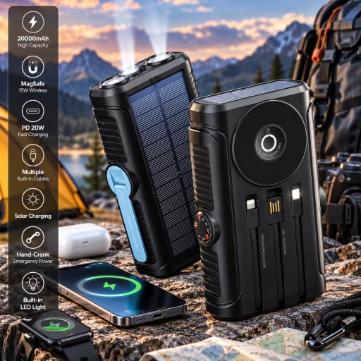 باورولوجي هيلو لوكس باور بانك شمسي MagSafe سعة 20000mAh Powerology Helio Lux MagSafe Solar Power Bank 20000mAh