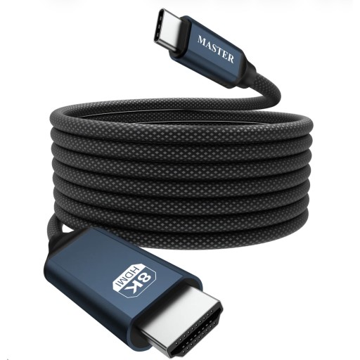 كابل USB-C إلى HDMI مغناطيسي ومجدول بقدرة 8K وتردد 60 هرتز بطول 2 متر - أسود Master Braided Magnetic USB-C to HDMI Cable 8K 60Hz 2M-Black