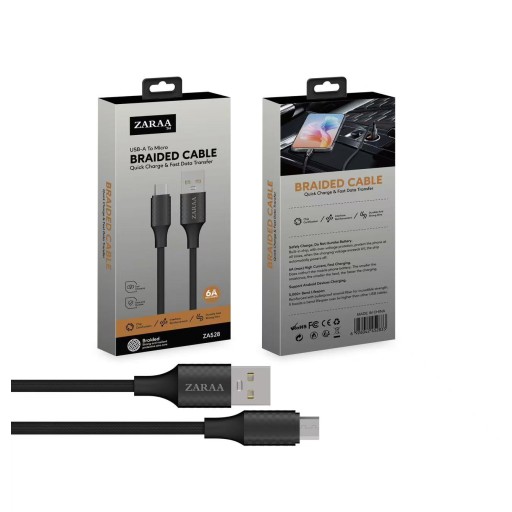 كيبل شحن6A( ZA528m ) USB-A To Micro Braided Cable 6A