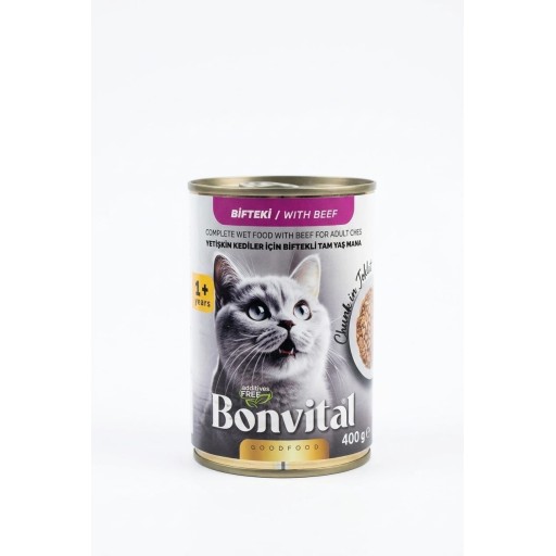 معلبات بونفيتال للقطط البالغه بطعم لحم Canned Bonvital for adult cats with meat flavor