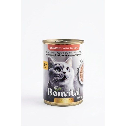 معلبات بونفيتال سلمون ادلت COMPLETE WET FOOD WITH salamon FOR ADULT CATS