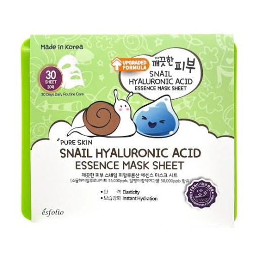 إسفوليو بيور سكين ماسك ورقي بخلاصة الحلزون – 30 قطع Esfolio Pure Skin Snail Essence Sheet Mask – 30 Pcs