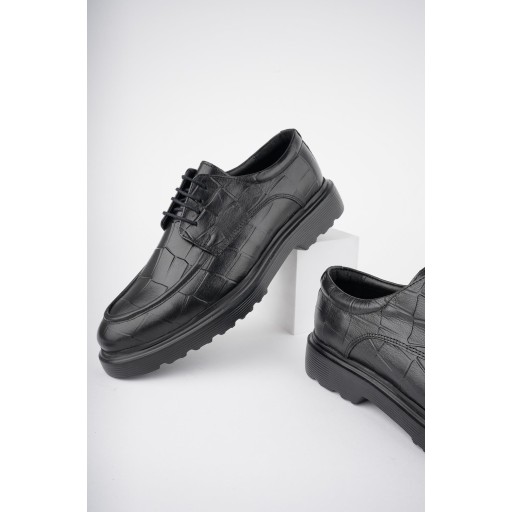 حذاء رجالي Muggo NORMAN كاجوال كلاسيكي من الجلد الطبيعي أسود Muggo NORMAN Men's Casual Classic Genuine Leather Orthopedic Shoes - Black