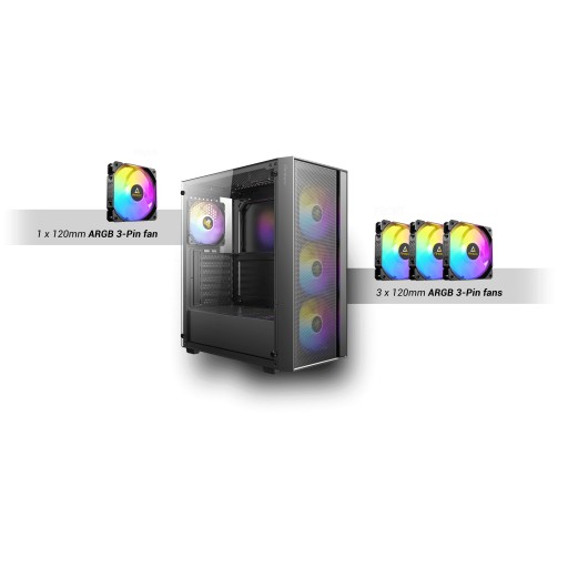 كيس ألعاب Antec AX65 ARGB أسود Mid-Tower مع 4 مراوح ARGB Antec AX65 ARGB Black Mid-Tower Gaming PC Case