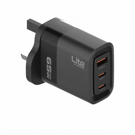 شاحن Moxedo GaN بقدرة 65 واط – منفذا USB-C ومنفذ USB-A Moxedo GaN Charger 65W 2USB-C&1USB-A Port