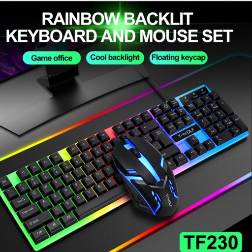 twolf Twolf TF230 Rainbow Backlit Keyboard And Mouse Set