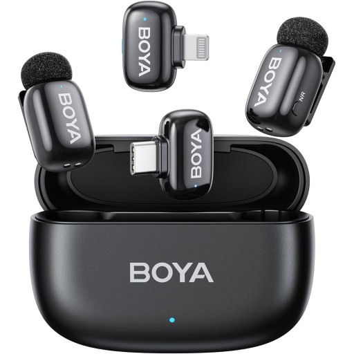 ميكروفون BOYA Mini اللاسلكي لأجهزة iPhone وAndroid والكمبيوتر والأجهزة اللوحية – USB-C/Lightning BOYA Mini Wireless Microphone for iPhone, Android, PC & Tablets – USB-C/Lightning