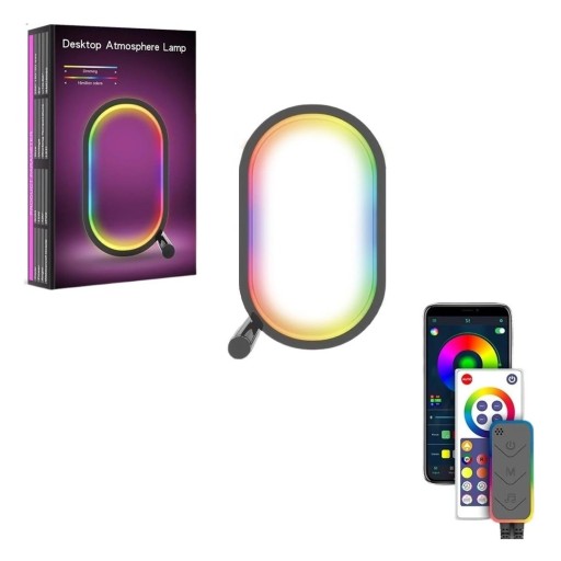مصباح مكتبي ذكي حلقي تفاعلي RGBIC Hue لغرف القيمنق والسيت اب Desktop Atmosphere Lamp - Smart RGBIC Hue Ring Light (Powered by Tuya)