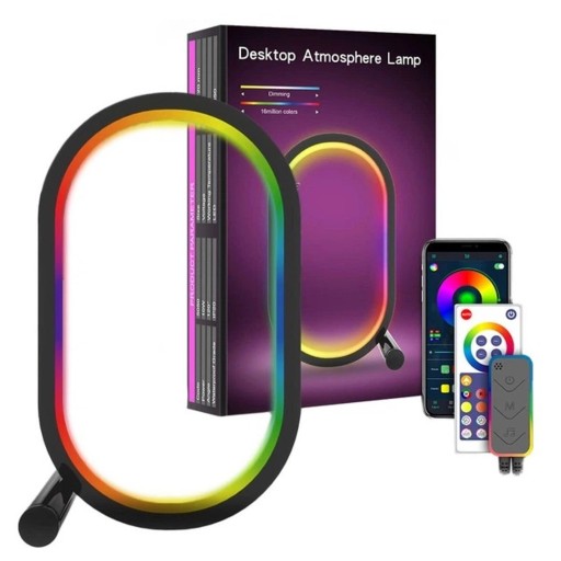 مصباح مكتبي ذكي حلقي تفاعلي RGBIC Hue لغرف القيمنق والسيت اب Desktop Atmosphere Lamp - Smart RGBIC Hue Ring Light (Powered by Tuya)