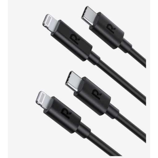 كابل RAVPower RP.CB066.BK ثنائي الاستخدام للشحن ونقل البيانات أسود RAVPower RP.CB066.BK 2-in-1 Charging and Data Cable Black