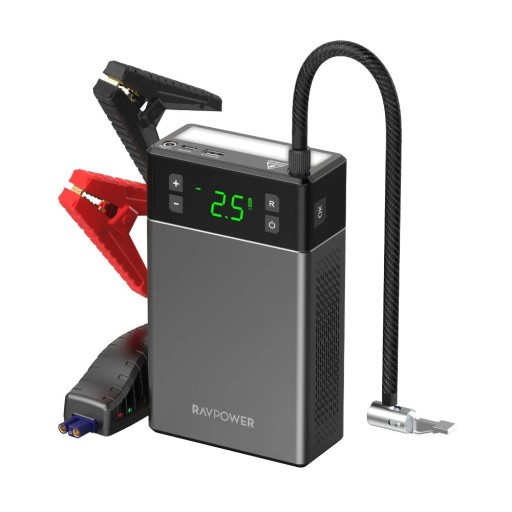 جهاز RAVPower RP-PB1213 لتشغيل السيارة ومنفاخ هواء 2 في 1 سعة 12000mAh RAVPower RP-PB1213 12000mAh 2-in-1 Jump Starter with Air Compressor