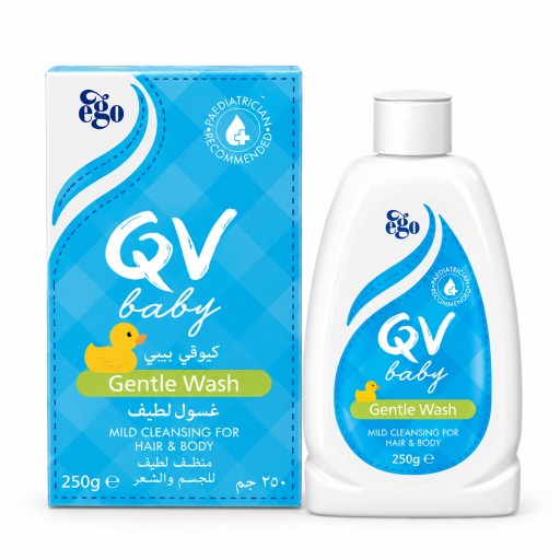كيو في بيبي غسول لطيف للشعر والجسم للأطفال 250 غم QV Baby Gentle Wash for Hair & Body 250g