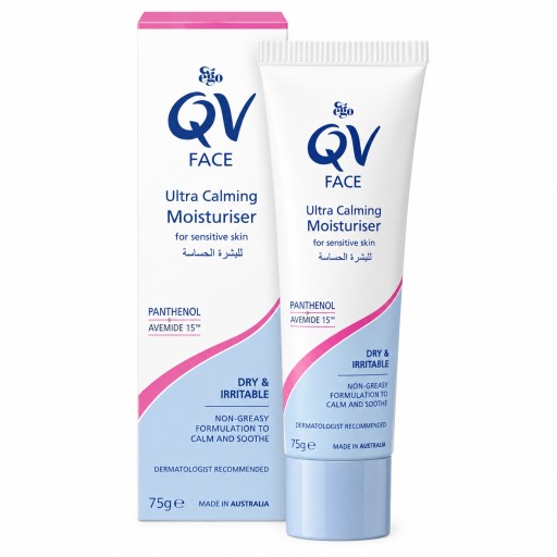كيو في فيس مرطب فائق التهدئة للبشرة الحساسة – 75 غم QV Face Ultra Calming Moisturiser for Sensitive Skin – 75g