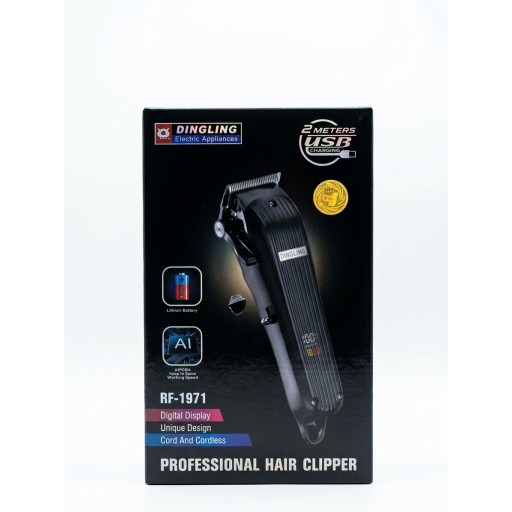 ماكينة حلاقة الشعر الاحترافية بشاشة رقمية وبطارية ليثيوم من دينغلينغ (DINGLING Professional Hair Clipper - RF-1971) DINGLING RF-1971 Professional Hair Clipper with Digital Display & Lithium Battery (Cord & Cordless