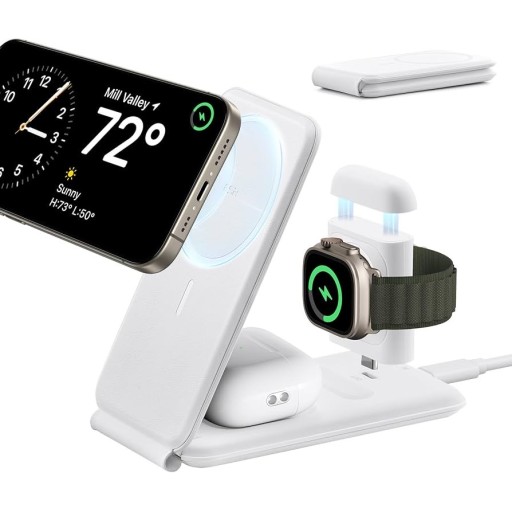 محطة شحن ESR 3 في 1، حامل شاحن MagSafe قابل للطي لهاتف iPhone 25w ESR 3 in 1 Charging Station, Foldable MagSafe Charger Stand for iPhone 25w
