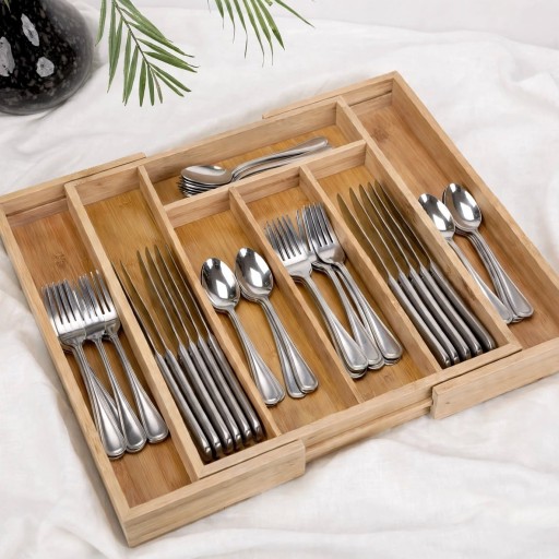 مقسم ملاعق خشب بامبو Bamboo wooden spoon divider