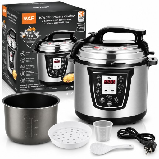 قدر ضغط كهربائي RAF سعة 6 لتر بقوة 1000 واط Electric Pressure Cooker