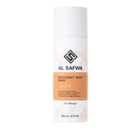 الصفوة معطر جسم سكسي 313 نسائي 200 مل Al Safwa 313 Sexy Deodorant Body Mist for Women 24h Protection - 200 ml