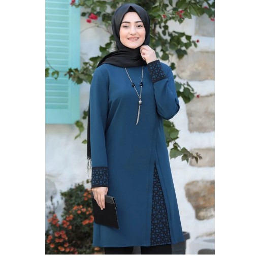 طقم تونيك وبنطال بتصميم هندسي محتشم Women set