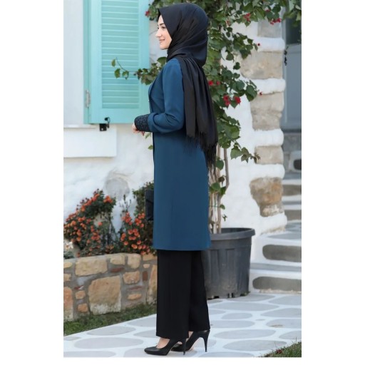 طقم تونيك وبنطال بتصميم هندسي محتشم Women set