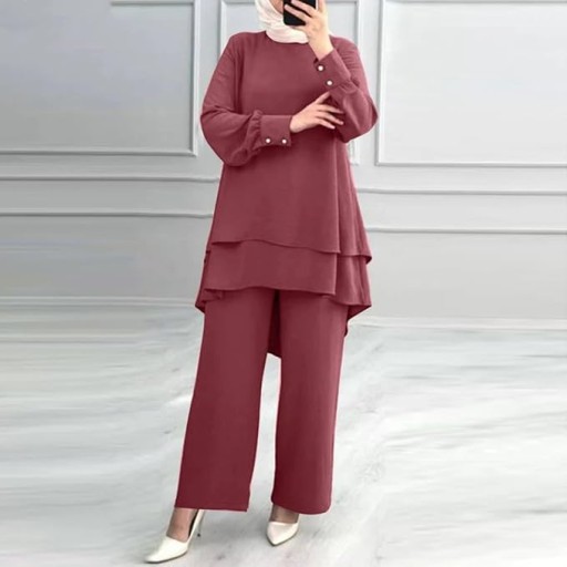 طقم نسائي من قطعتين بتصميم طبقات أنيق Women set