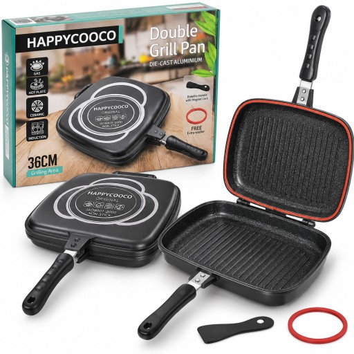 مقلاة شوي مزدوجة Happycook ألمنيوم مصبوب 36 سم Happycook Double Grill Pan Die-Cast Aluminium