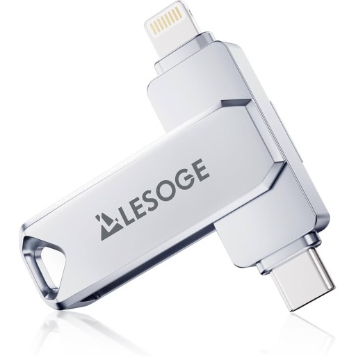 محرك أقراص فلاش Lesoge بسعة 128 جيجابايت ومعتمد من MFi، متوافق مع هواتف iPhone وGalaxy (لنقل الصور وتخزين البيانات) MFi Certified 128gb Flash Drive for iPhone Photo Stick Thumb Drive, USB Memory Stick iPhone Flash Drive for Photos Videos