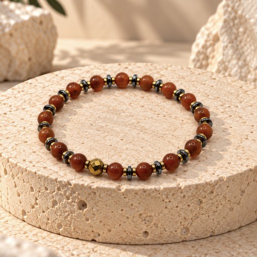 سوار كهرمان Amber & Hematite Bracelet