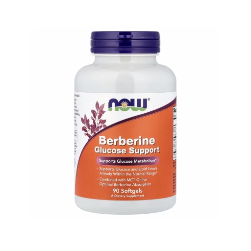 كبسولات البربرين لتعزبز الجلوكوز 90 كبسولة هلامية NOW, Berberine Glucose Support, With MCT Oil, 90 Softgels