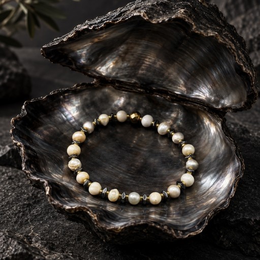سوار لؤلو Cultured Pearl & Hematite Bracelet