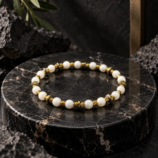 سوار حجر القمر والهماتيت Moonstone & Hematite Bracelet
