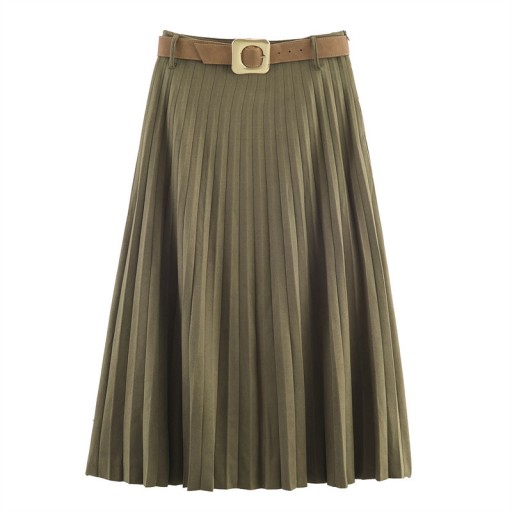 تنورة بليسيه شامواه أنيقة مع حزام Pleated Suede skirt