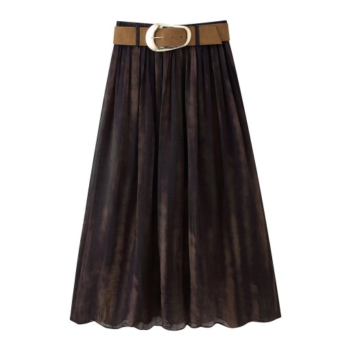 تنورة شيفون انسيابية مع حزام خصر Chiffon Skirt