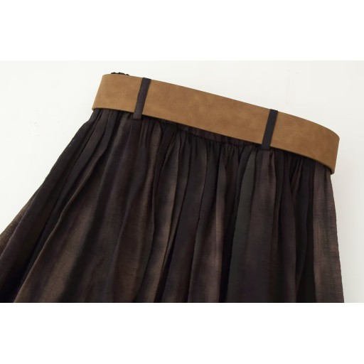 تنورة شيفون انسيابية مع حزام خصر Chiffon Skirt