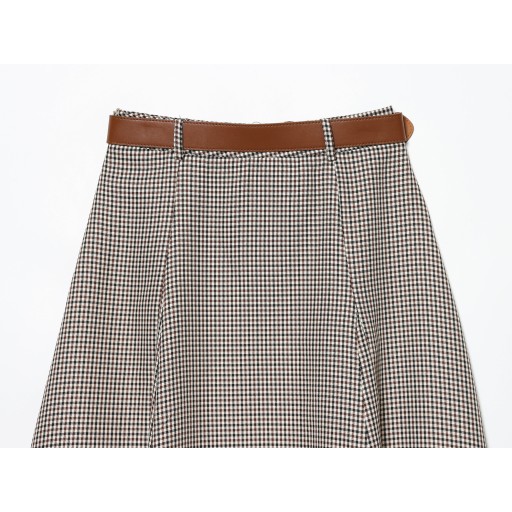 تنورة ميدي بنقشة الكاروهات الكلاسيكية مع حزام Classic skirt