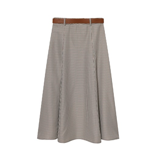 تنورة ميدي بنقشة الكاروهات الكلاسيكية مع حزام Classic skirt