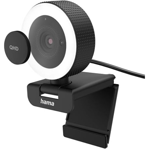 كاميرا ويب هاما C-850 برو بدقة QHD 2K مع إضاءة حلقة LED وريموت كنترول Hama C-850 Pro QHD 2K Webcam